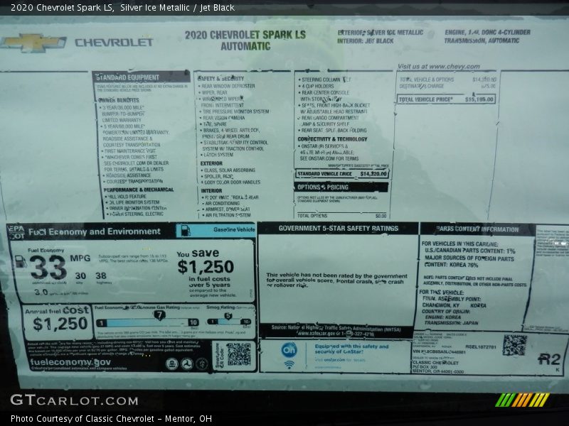 Silver Ice Metallic / Jet Black 2020 Chevrolet Spark LS