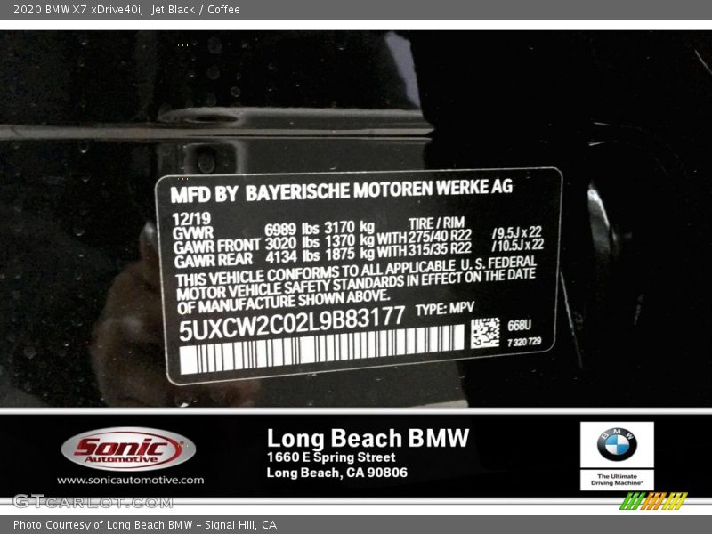 Jet Black / Coffee 2020 BMW X7 xDrive40i
