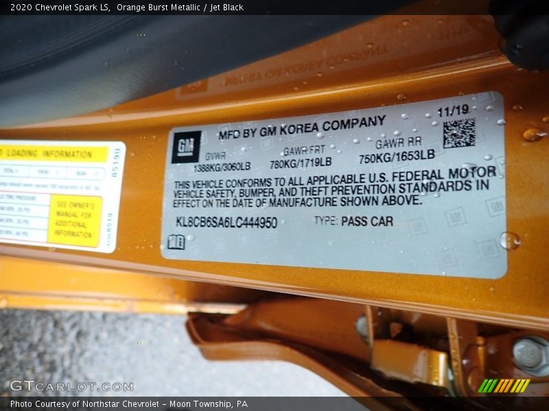 Orange Burst Metallic / Jet Black 2020 Chevrolet Spark LS