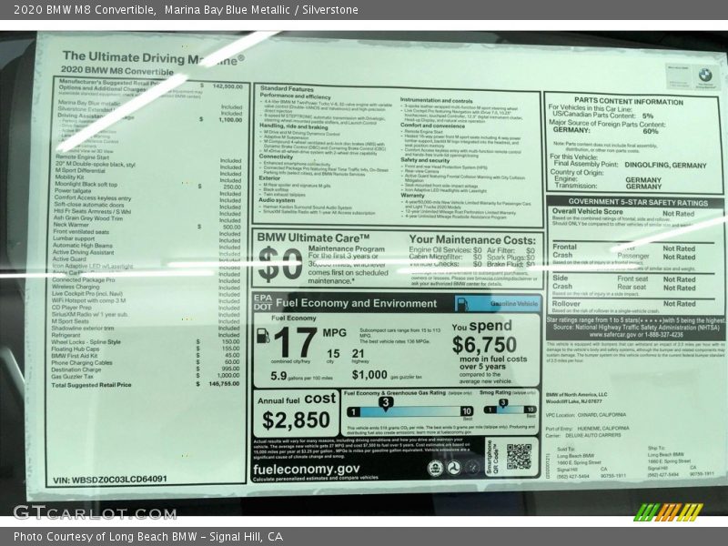  2020 M8 Convertible Window Sticker