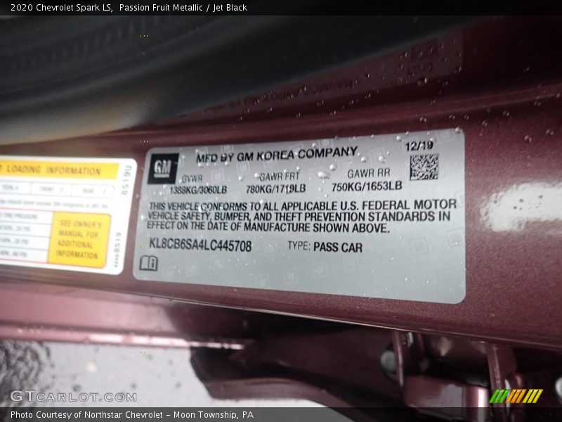 Passion Fruit Metallic / Jet Black 2020 Chevrolet Spark LS