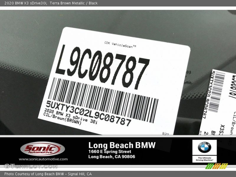 Terra Brown Metallic / Black 2020 BMW X3 sDrive30i