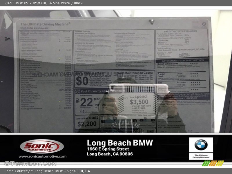 Alpine White / Black 2020 BMW X5 xDrive40i