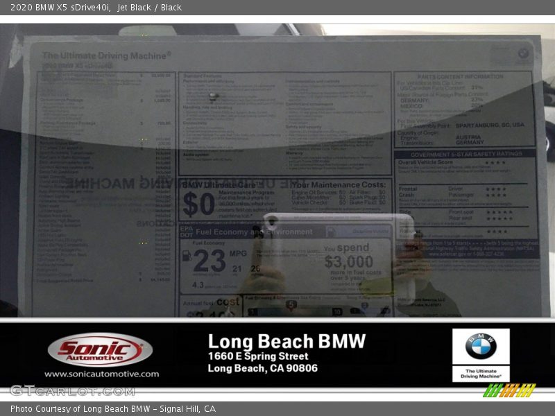 Jet Black / Black 2020 BMW X5 sDrive40i