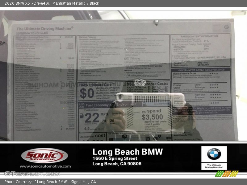 Manhattan Metallic / Black 2020 BMW X5 xDrive40i