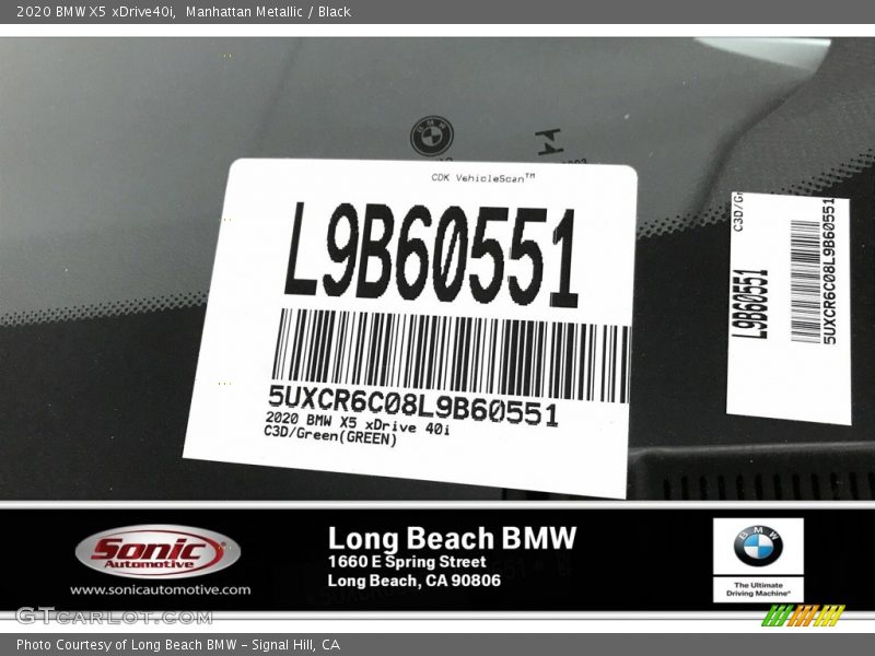 Manhattan Metallic / Black 2020 BMW X5 xDrive40i
