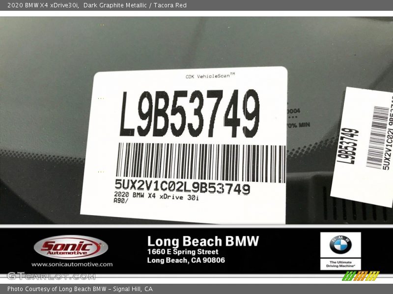 Dark Graphite Metallic / Tacora Red 2020 BMW X4 xDrive30i