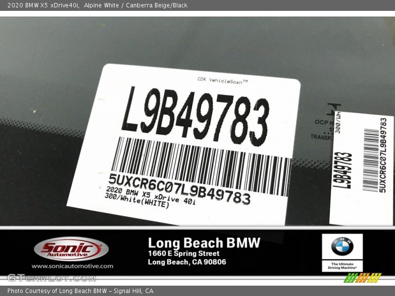 Alpine White / Canberra Beige/Black 2020 BMW X5 xDrive40i