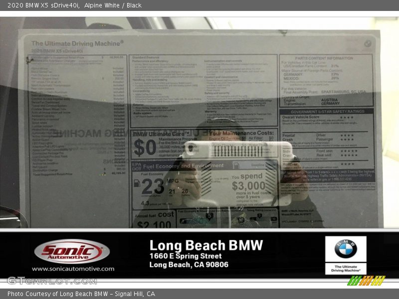 Alpine White / Black 2020 BMW X5 sDrive40i