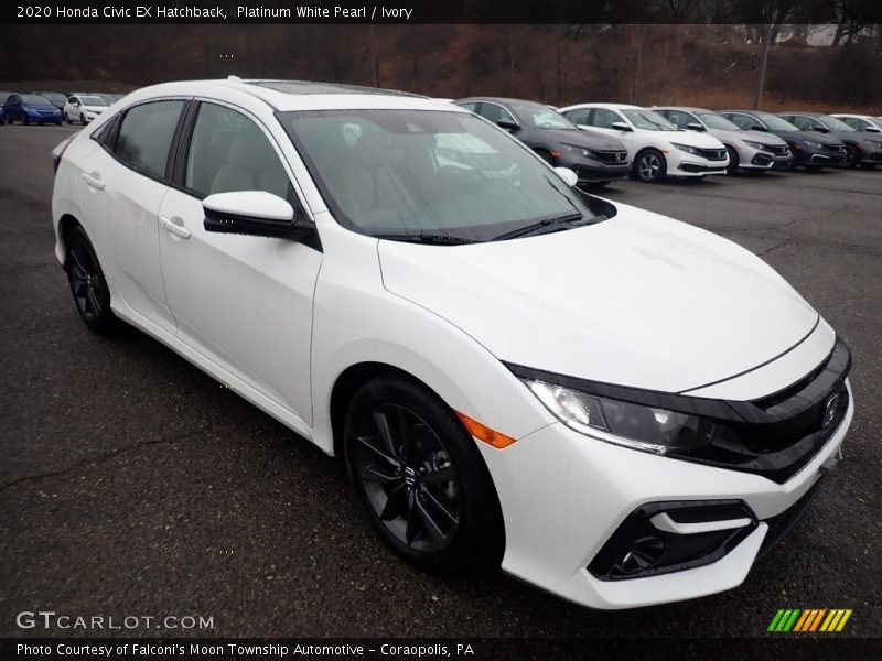 Platinum White Pearl / Ivory 2020 Honda Civic EX Hatchback