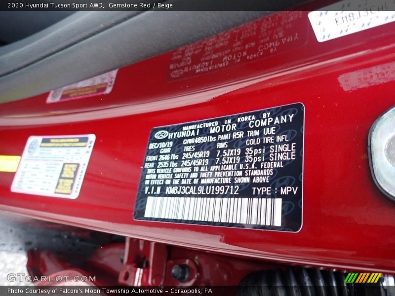 Gemstone Red / Beige 2020 Hyundai Tucson Sport AWD