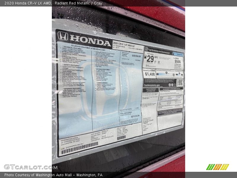 Radiant Red Metallic / Gray 2020 Honda CR-V LX AWD