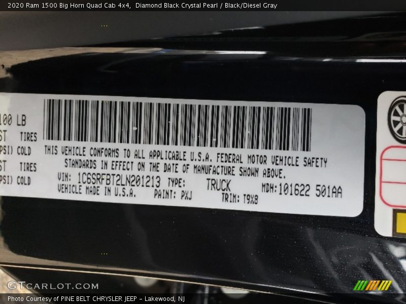 Diamond Black Crystal Pearl / Black/Diesel Gray 2020 Ram 1500 Big Horn Quad Cab 4x4