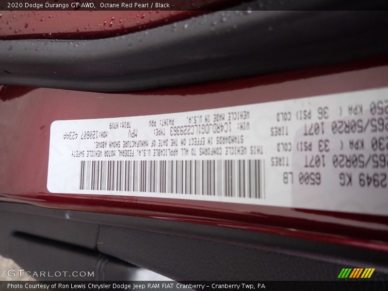 Octane Red Pearl / Black 2020 Dodge Durango GT AWD