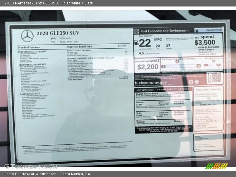Polar White / Black 2020 Mercedes-Benz GLE 350
