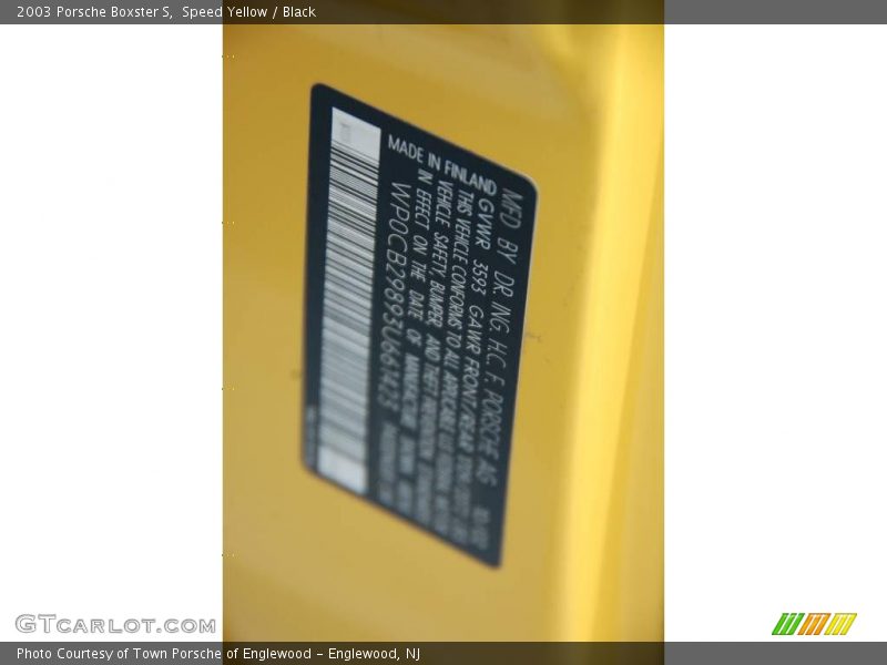 Speed Yellow / Black 2003 Porsche Boxster S