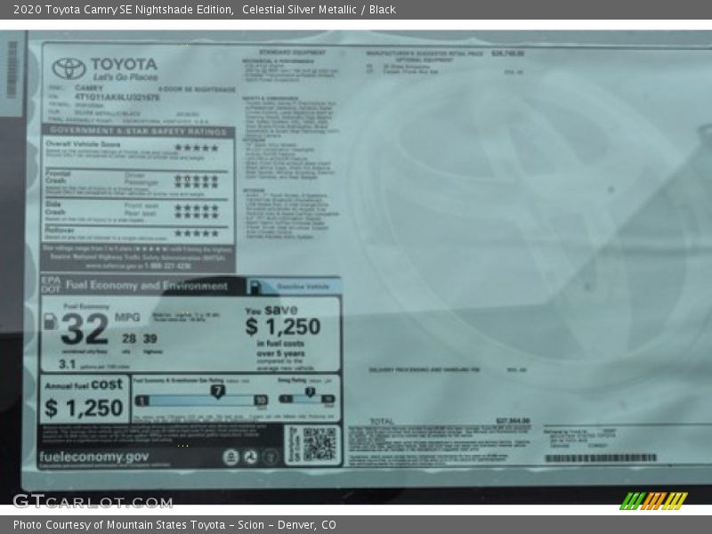 Celestial Silver Metallic / Black 2020 Toyota Camry SE Nightshade Edition