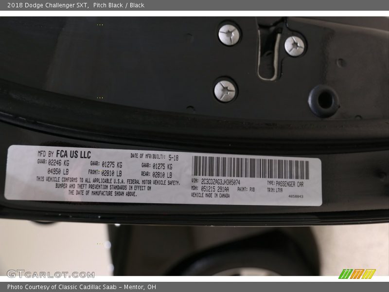 Pitch Black / Black 2018 Dodge Challenger SXT