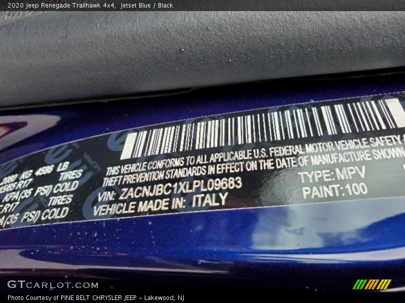Jetset Blue / Black 2020 Jeep Renegade Trailhawk 4x4