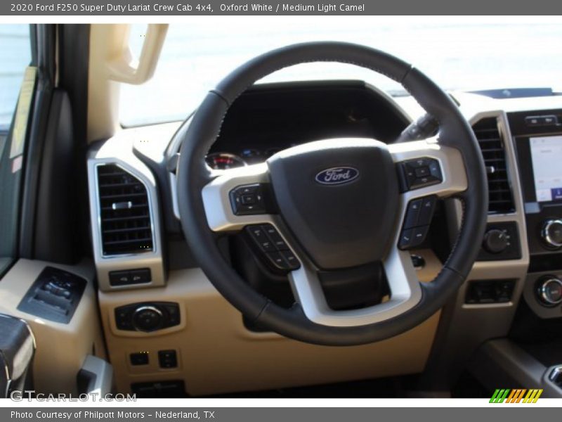 Oxford White / Medium Light Camel 2020 Ford F250 Super Duty Lariat Crew Cab 4x4