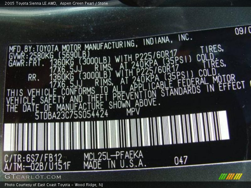Aspen Green Pearl / Stone 2005 Toyota Sienna LE AWD