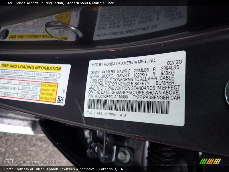 Modern Steel Metallic / Black 2020 Honda Accord Touring Sedan