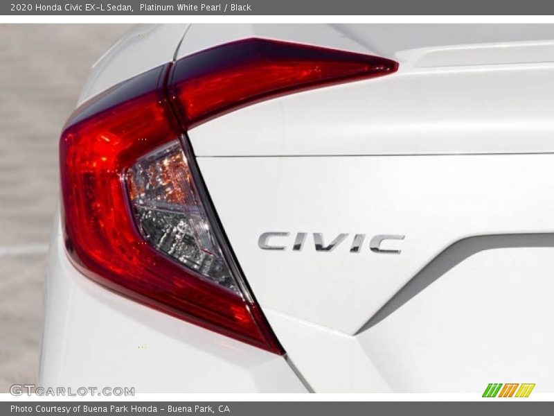 Platinum White Pearl / Black 2020 Honda Civic EX-L Sedan