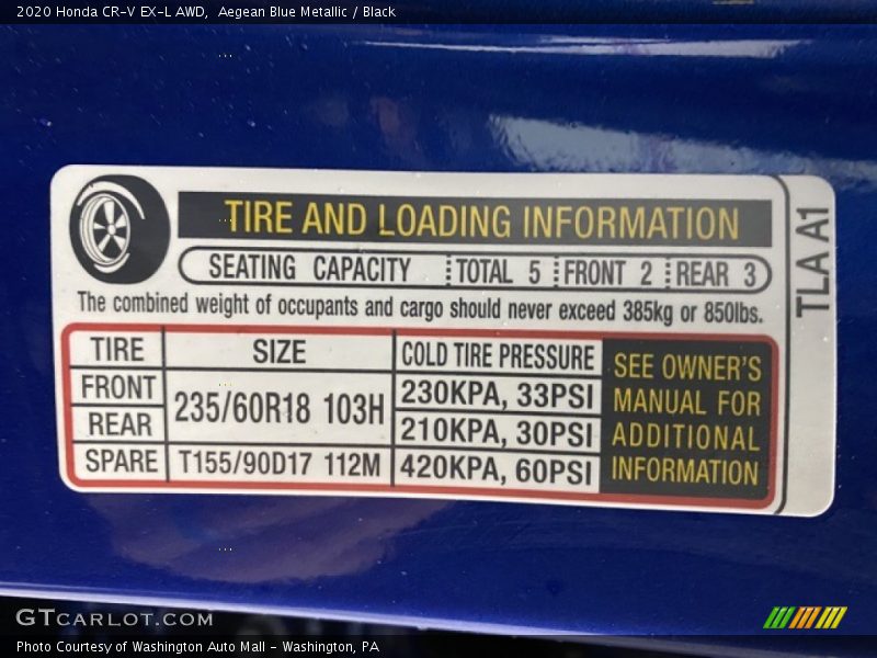Aegean Blue Metallic / Black 2020 Honda CR-V EX-L AWD