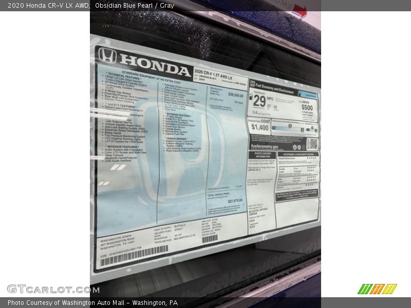 Obsidian Blue Pearl / Gray 2020 Honda CR-V LX AWD