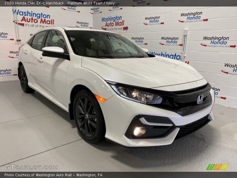Platinum White Pearl / Ivory 2020 Honda Civic EX-L Hatchback