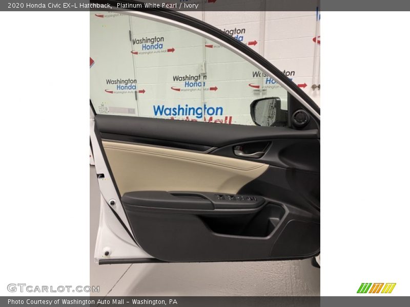 Platinum White Pearl / Ivory 2020 Honda Civic EX-L Hatchback