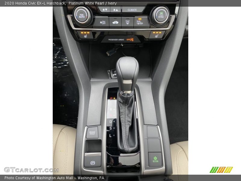 Platinum White Pearl / Ivory 2020 Honda Civic EX-L Hatchback