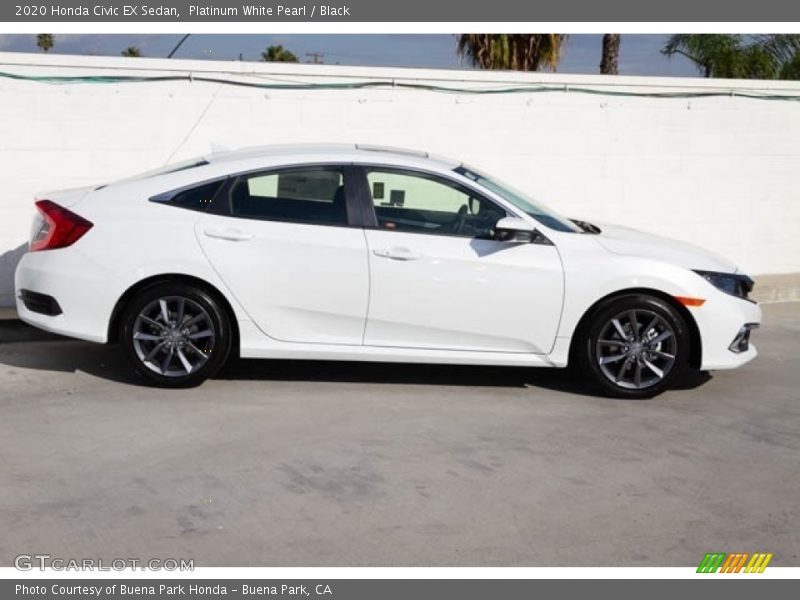 Platinum White Pearl / Black 2020 Honda Civic EX Sedan