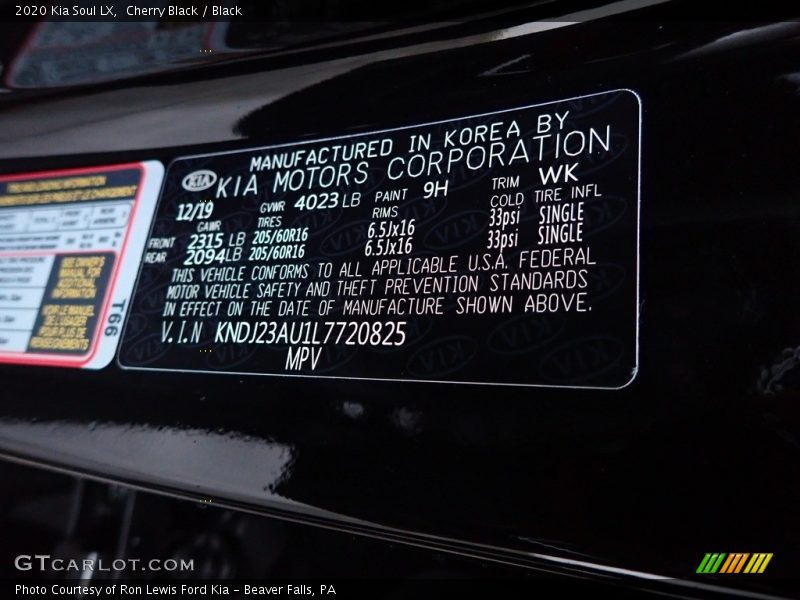 Cherry Black / Black 2020 Kia Soul LX