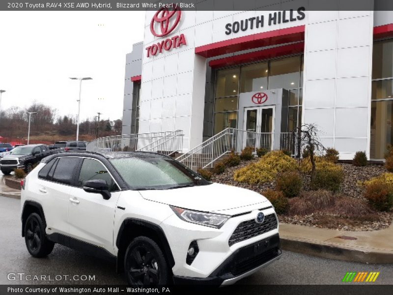 Blizzard White Pearl / Black 2020 Toyota RAV4 XSE AWD Hybrid
