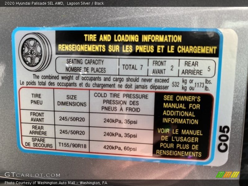 Lagoon Silver / Black 2020 Hyundai Palisade SEL AWD