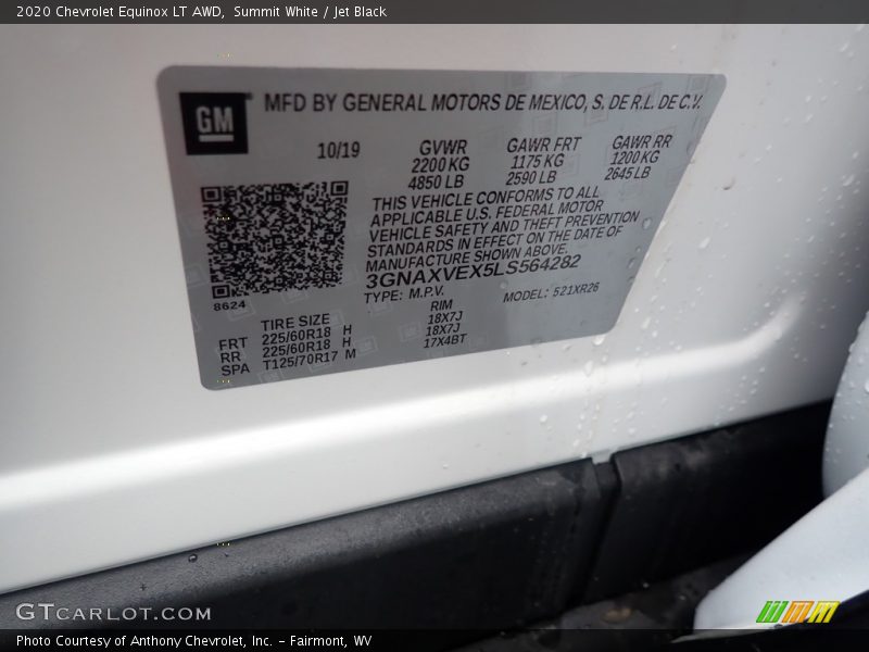 Summit White / Jet Black 2020 Chevrolet Equinox LT AWD
