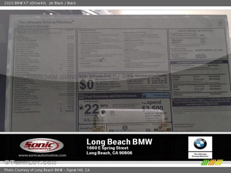 Jet Black / Black 2020 BMW X7 xDrive40i