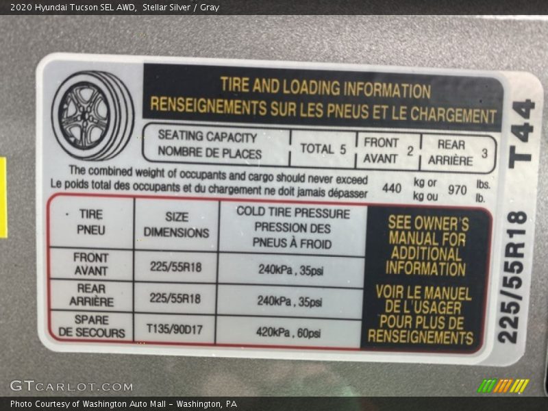 Stellar Silver / Gray 2020 Hyundai Tucson SEL AWD