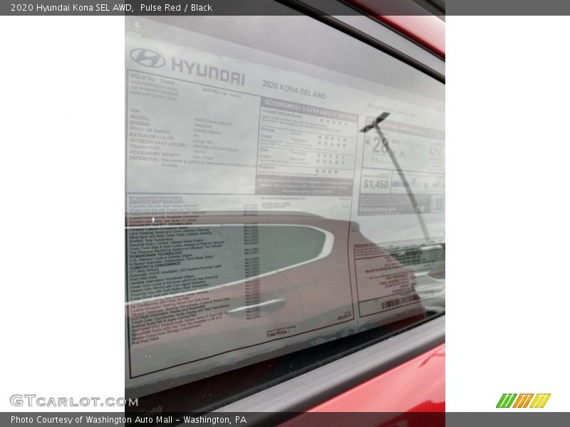 Pulse Red / Black 2020 Hyundai Kona SEL AWD