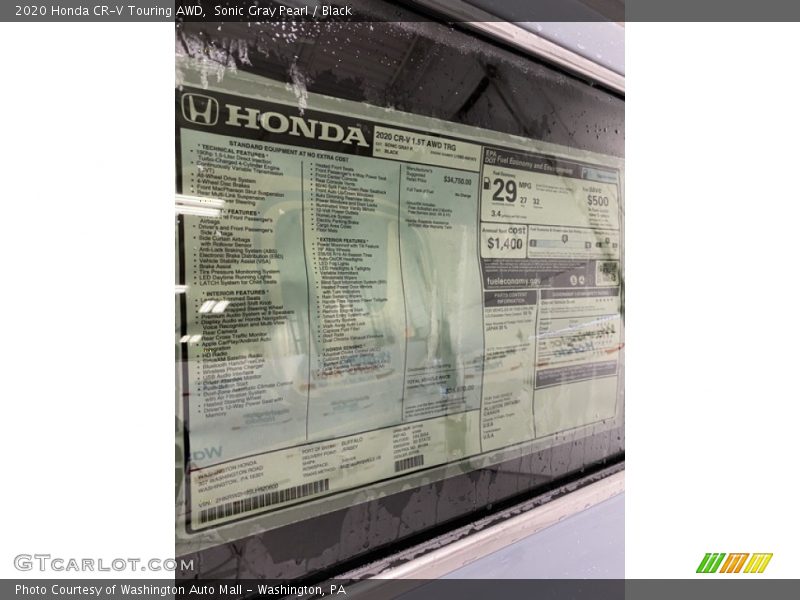 Sonic Gray Pearl / Black 2020 Honda CR-V Touring AWD