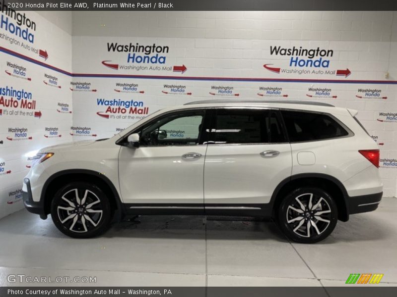 Platinum White Pearl / Black 2020 Honda Pilot Elite AWD