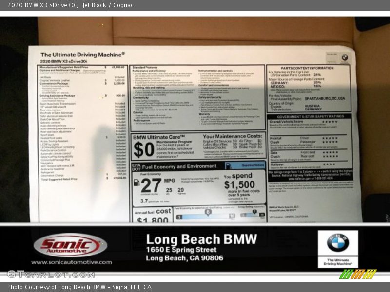 Jet Black / Cognac 2020 BMW X3 sDrive30i