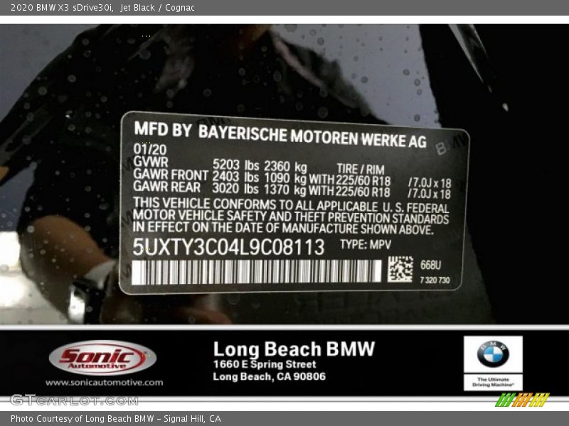 Jet Black / Cognac 2020 BMW X3 sDrive30i