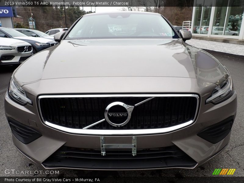Pebble Gray Metallic / Charcoal 2019 Volvo S60 T6 AWD Momentum