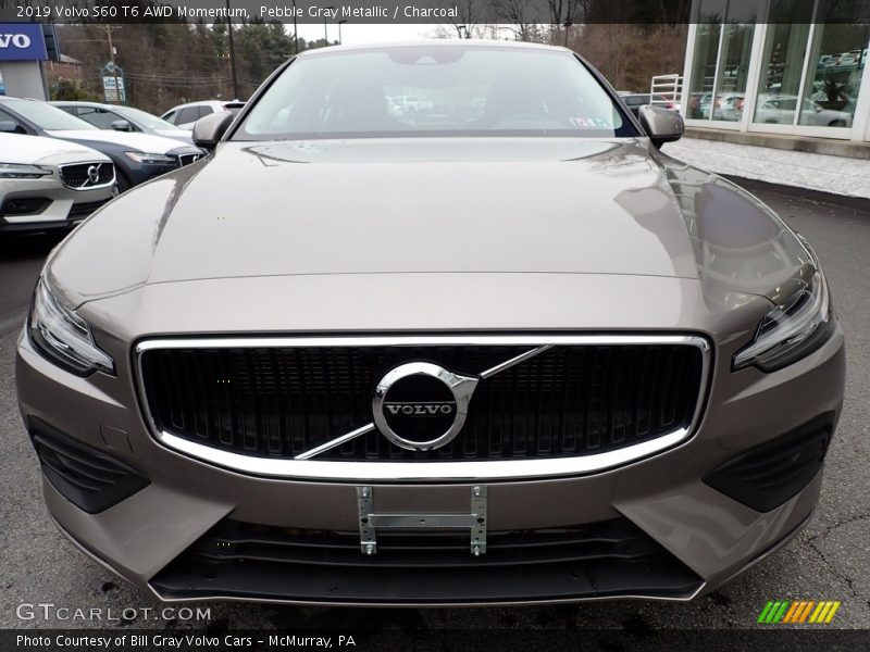 Pebble Gray Metallic / Charcoal 2019 Volvo S60 T6 AWD Momentum