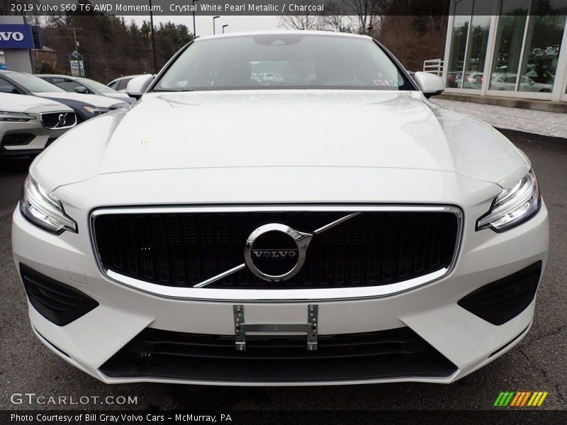 Crystal White Pearl Metallic / Charcoal 2019 Volvo S60 T6 AWD Momentum