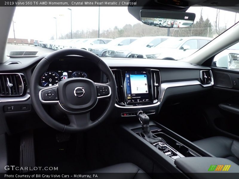Crystal White Pearl Metallic / Charcoal 2019 Volvo S60 T6 AWD Momentum