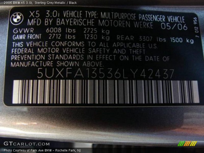 Sterling Grey Metallic / Black 2006 BMW X5 3.0i