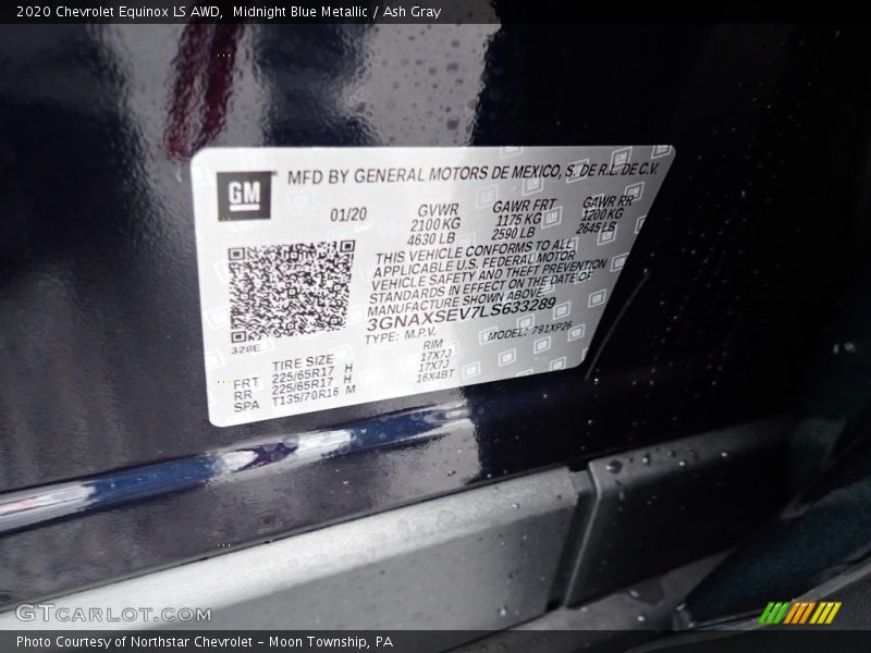 Midnight Blue Metallic / Ash Gray 2020 Chevrolet Equinox LS AWD